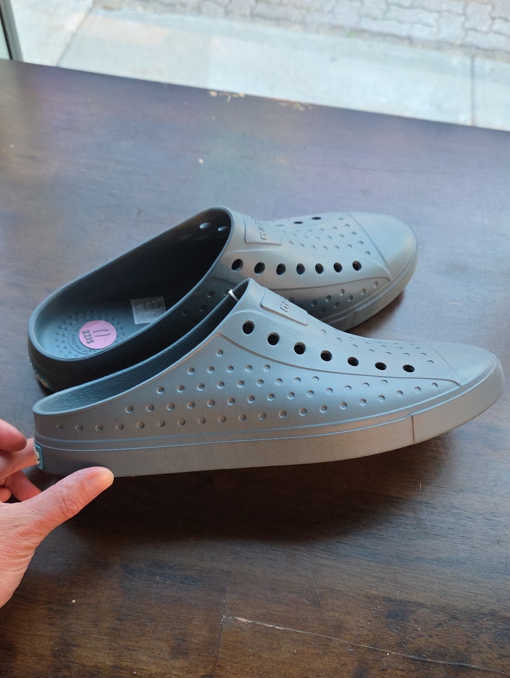 Native Size 11 Men's Grey Slip-On Perforated Rubber Shoes NEW